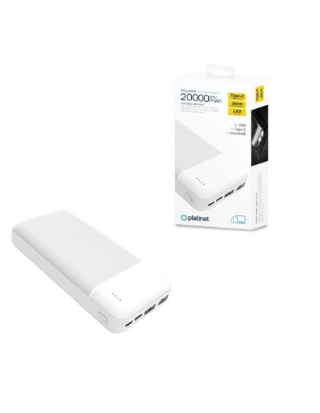 Platinet powerbank 20.000mah polymero abs blanco
