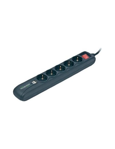 Gembird regleta 5 tomas con 2 puertos usbnegra 1.5m