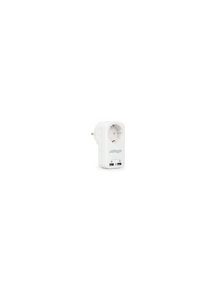 Gembird cargador schuko pass-through mas 2 puertos usb 2.1a blanco