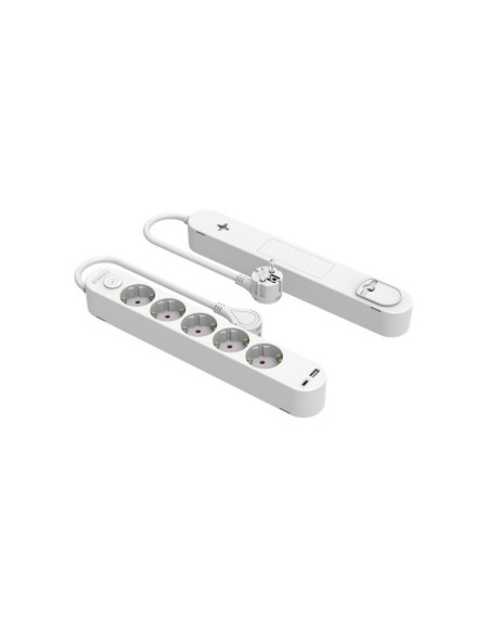 Generica regleta 5 tomas + usb-a + usb-c 3a 1.5m 3x1,5mm h05vv-f interruptor con proteccion silver