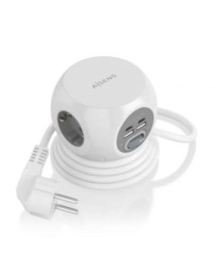 Aisens regleta con interruptor 3 tomas blanco 2 usb tipo-c- 2 usb- cable 1.4m