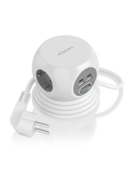 Aisens regleta con interruptor 3 tomas blanco 2 usb tipo-c- 2 usb- cable 1.4m