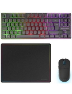 Mars gaming teclado mcpwtkl + raton optico + alfombrilla negro