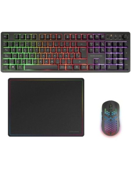 Mars gaming teclado mcpwx + raton optico + alfombrilla negro