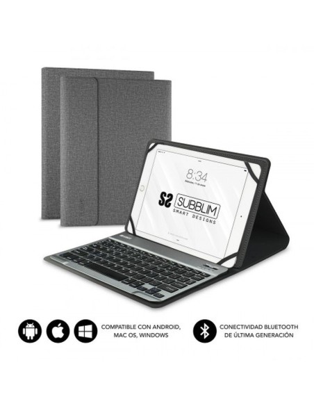 Subblim funda con teclado keytab pro bluetooth 10,1  10,8 gris