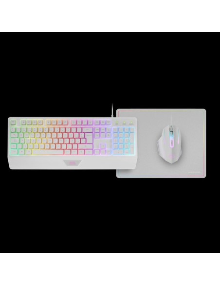 Mars gaming teclado mcp124wes + raton optico + alfombrilla blanco