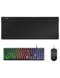 Mars gaming pack mcpxbes negro teclado h-mech- raton optico- alfombrilla - negro