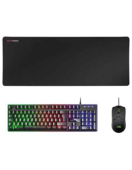 Mars gaming pack mcpxbes negro teclado h-mech- raton optico- alfombrilla - negro