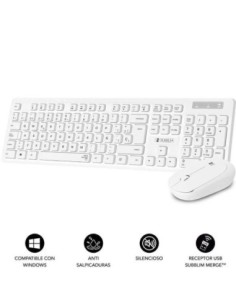 Subblim teclado y raton combo business slim silencioso inalambrico cssw11- blanco