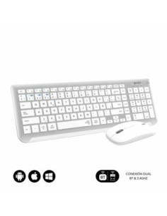 Subblim teclado con ratón bluetooth + 2.4g combo dual prestige extendido plata-blanco