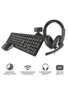 Trust bundle home office incluye headset reno teclado y raton ximo y una webcam trino hd