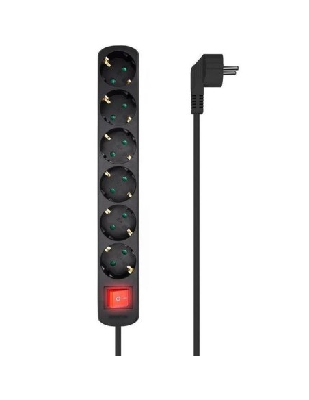 Aisens regleta 6 tomas con interruptor/ negro