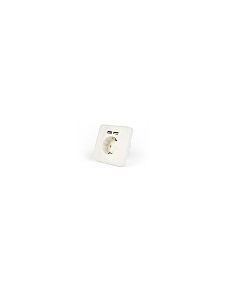 Gembird toma de corriente con cargador usb 2 puertos 2.4a
