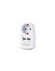 Gembird toma de corriente con cargador usb 2 puertos 2.1a