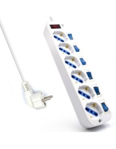 Ewent regleta 6 tomas schuko con interruptor individual 3m