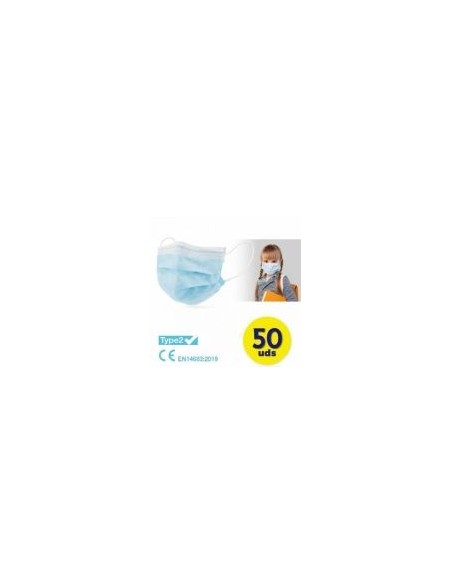 Mascarilla Azul Infantiles 50 Und Color Azul - 3 Capas - Eficacia De Filtracion Bacteriana - 98%
