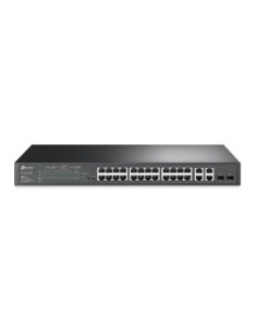 Tp-link switch semigestionable jetstream de 24 puertos poe+ 10-100 y 2 puertos giga + 2 puertos combo gigabit