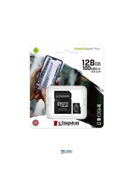 Kingston micro sd canvas select plus 128gb sdcs2-128gb uhs-i cl10 +adapt