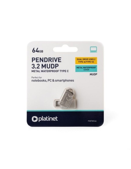 Platinet pendrive 64gb usb 3.2 pmfmc32 usb-c metal