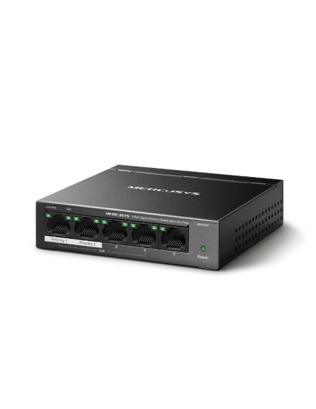 Mercusys Switch 5-Port 10 -100 -1000mbps Con 4 Puertos Poe+